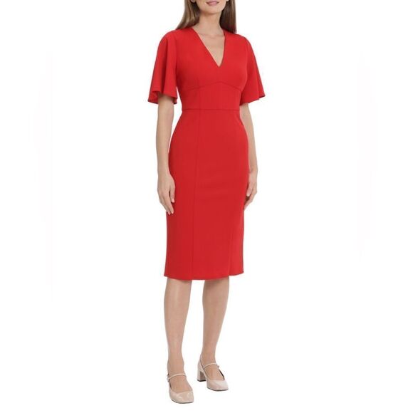 🔥 NWT Maggy London - Alexis butterfly sleeve Cloud Crepe Dress Size 4 US EU 34 - Picture 8 of 11